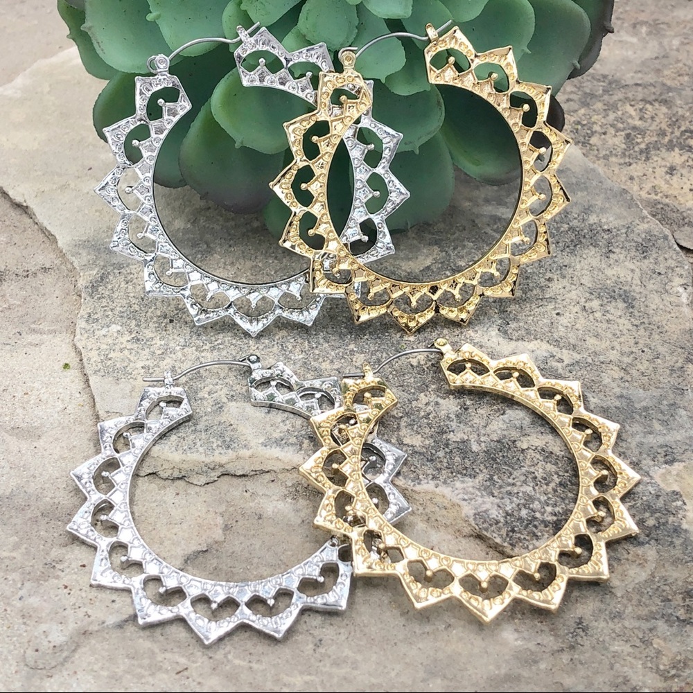 🍀 Spike Filigree Lace Hoop Earrings